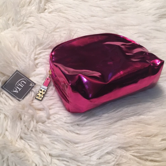 Ulta Cosmetic Bag in Hote Pink with Lipstick Zipper Pull Charm - Picture 2 of 4